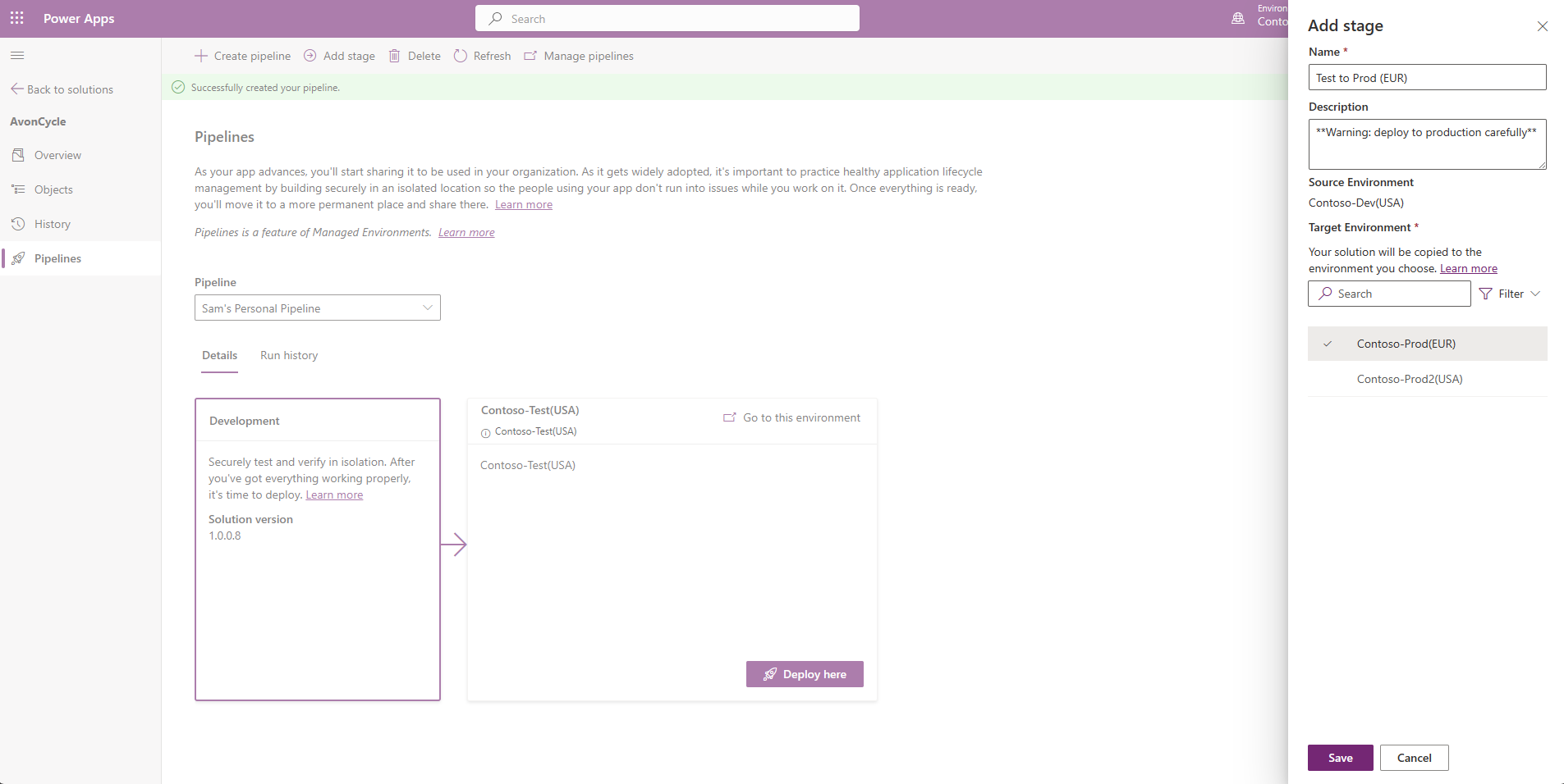 Add stage panel within pipelines