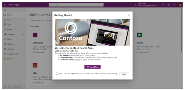 Maker Welcome content splash screen