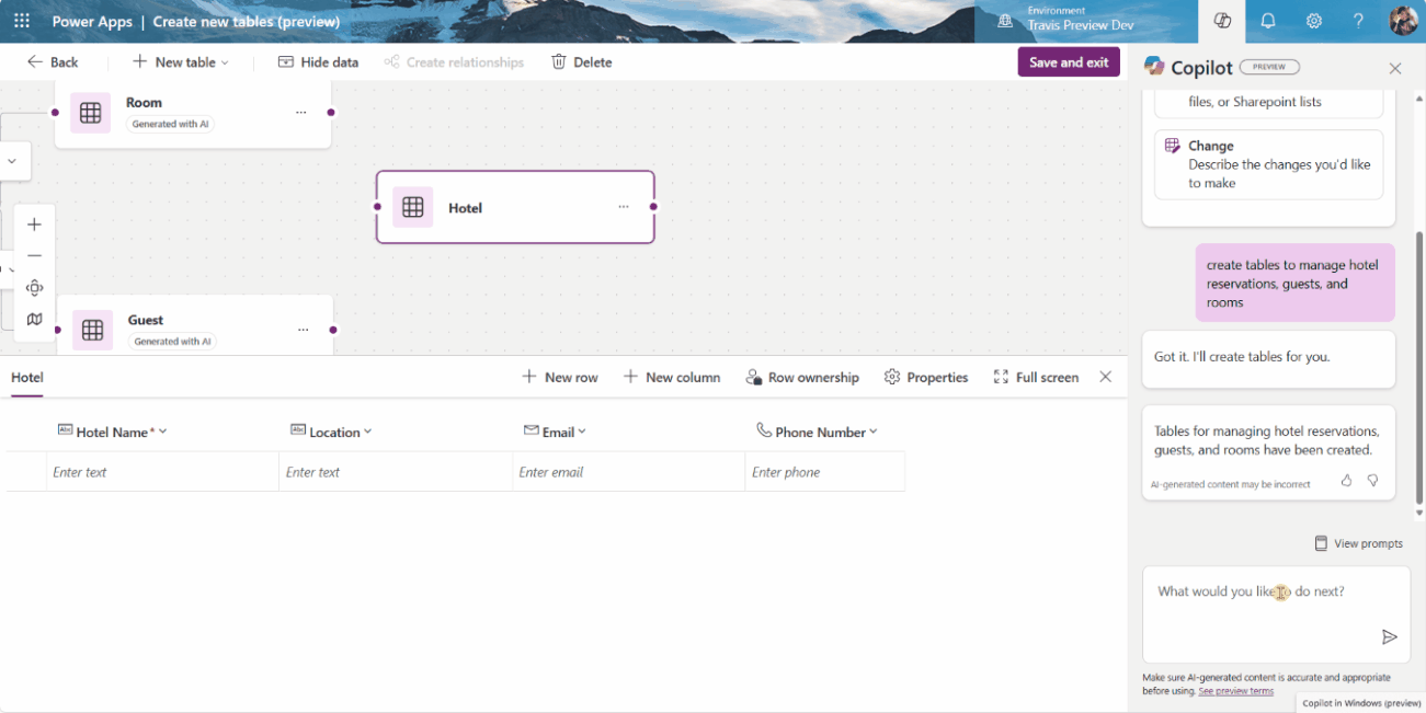 Copilot to add sample data