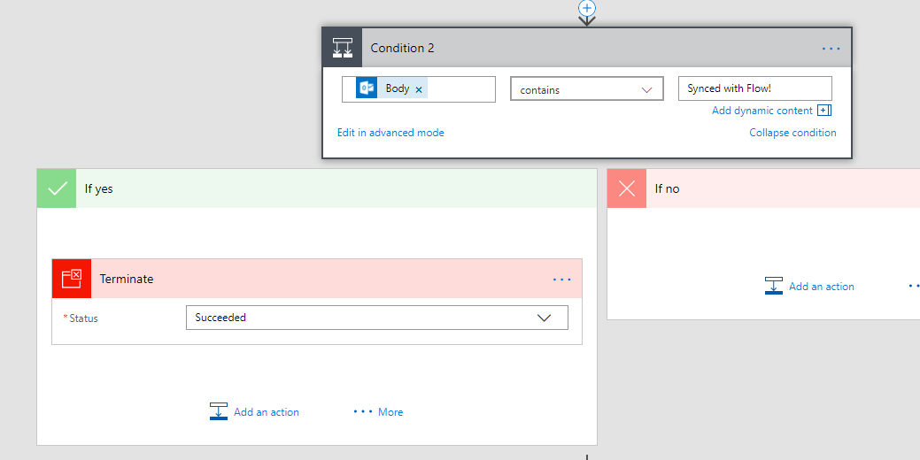 Condition with Terminate action