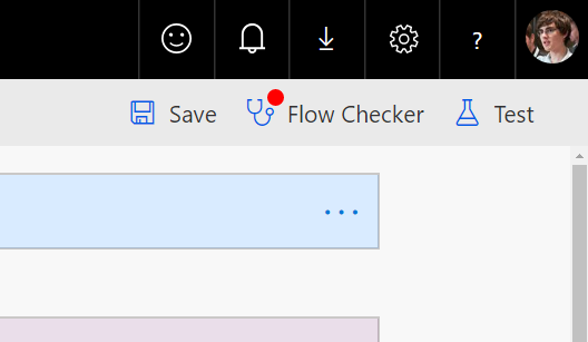 Flow checker in the command bar Flow checker in the command bar