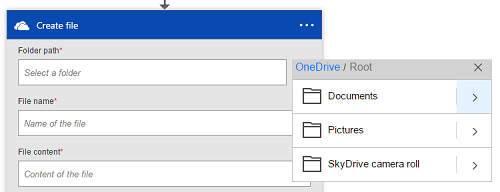 OneDrive folder picker