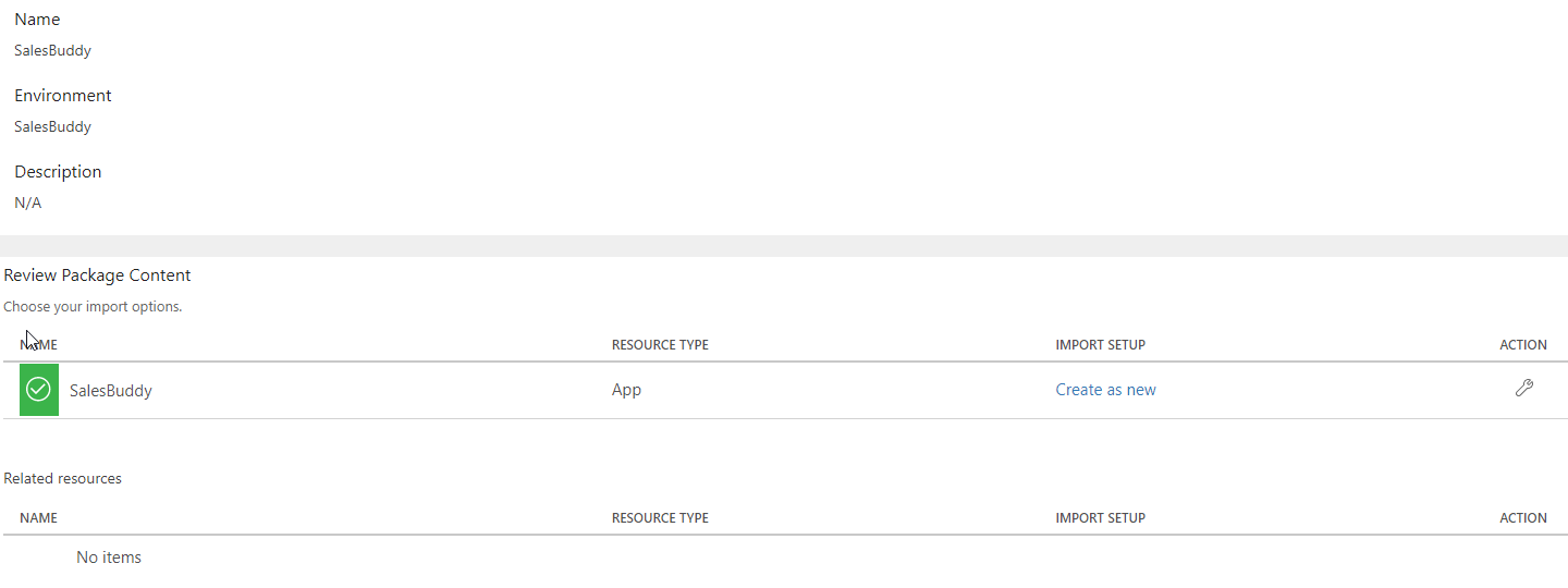 Import settings screen