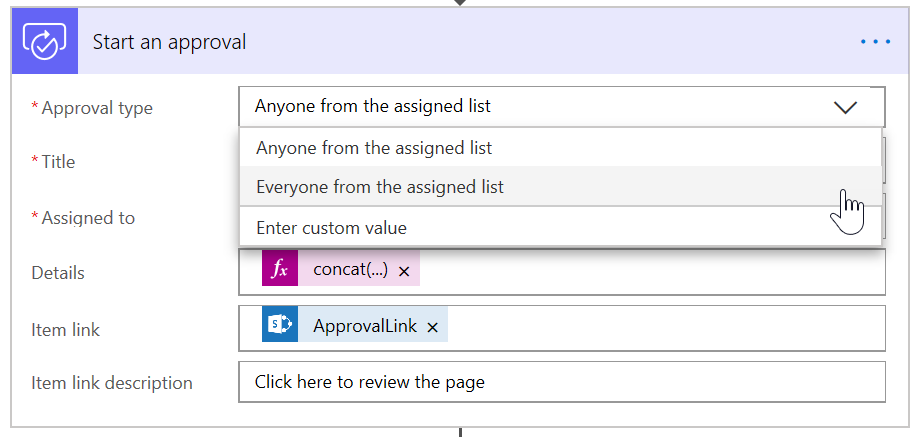 Change approval type