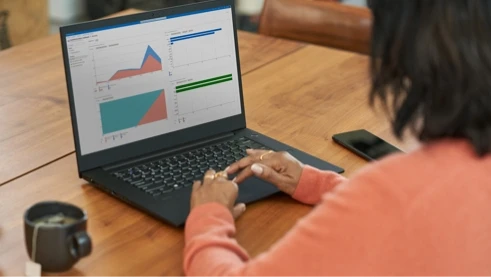 A woman using a laptop