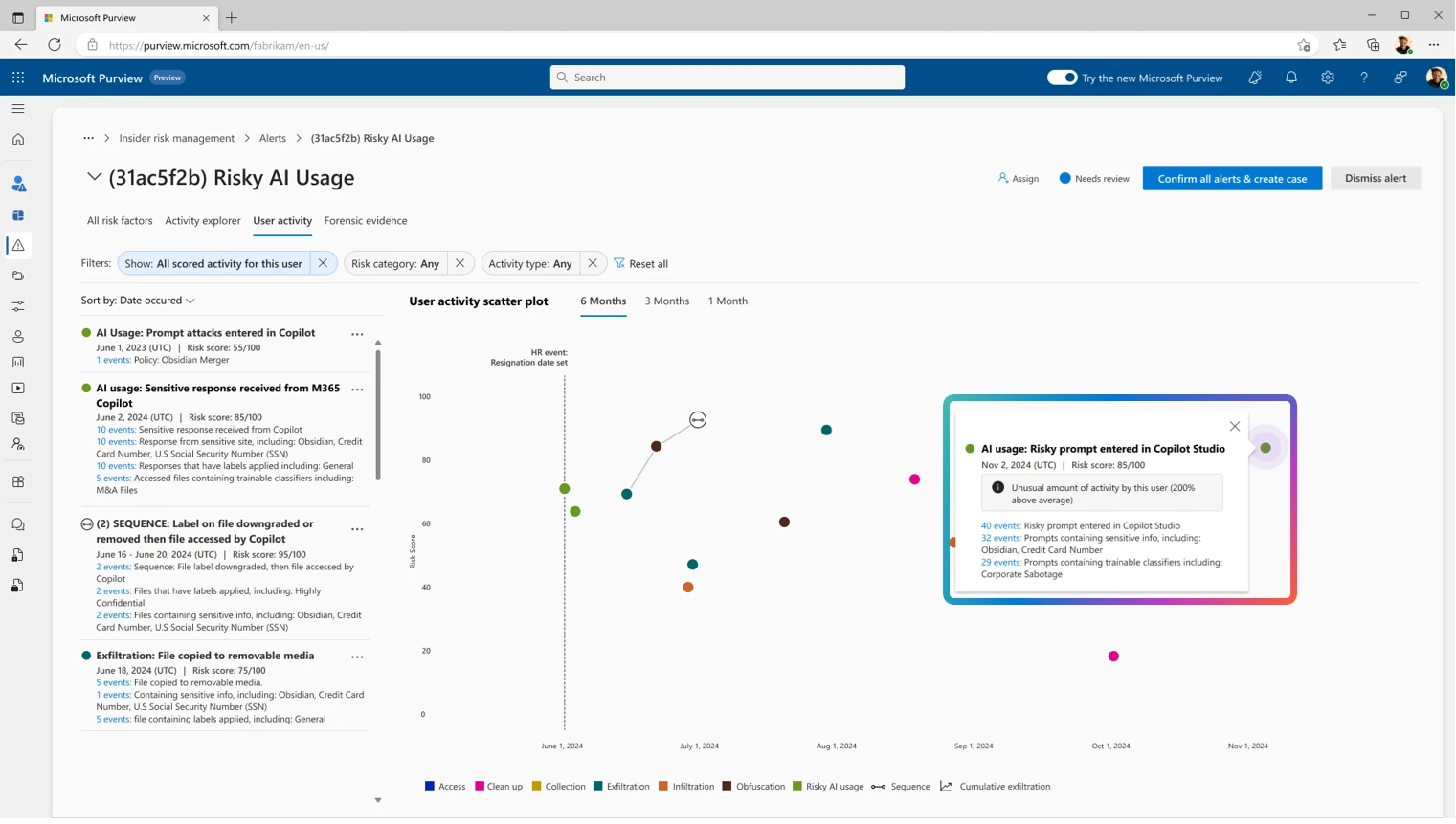 A screenshot of agent data security and compliance in Microsoft Purview.