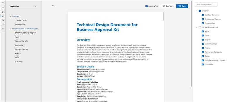 Solution documentation generated by the AI documentation tool
