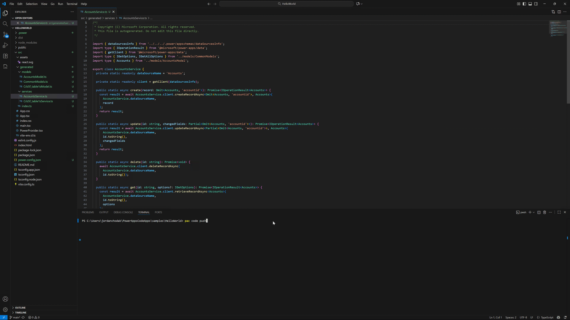 Push a code app to Power Apps with one command