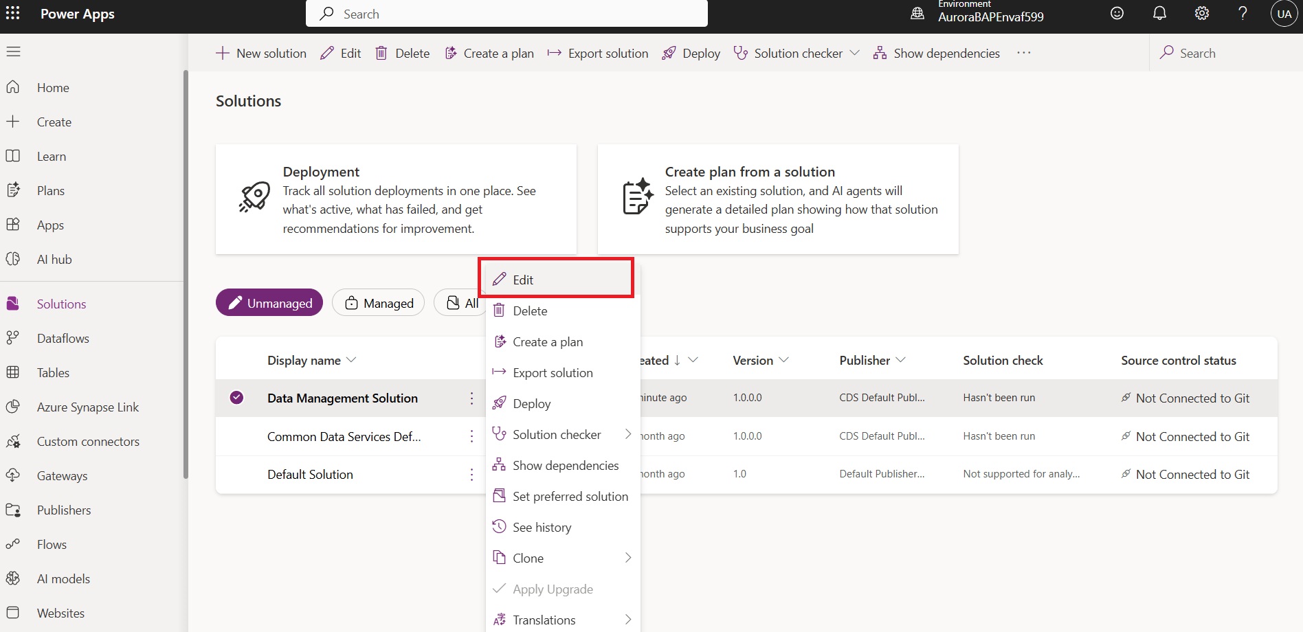 Step 1 – Go to maker portal and edit an existing solution