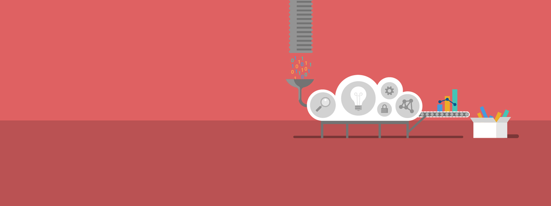 graphic showing code going through a machine