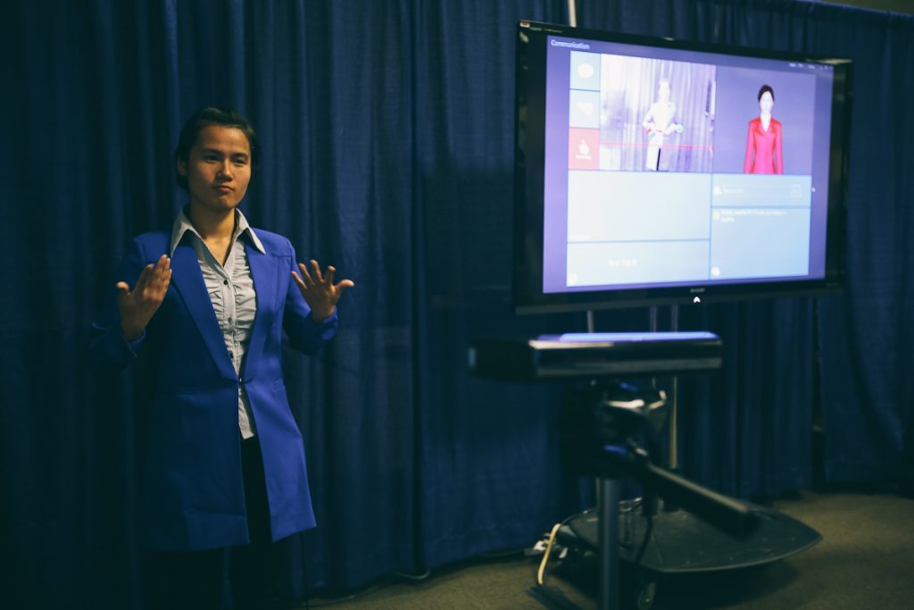 a person standing in a room