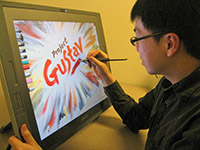 On-screen painting with pressure and tilt sensitive stylus