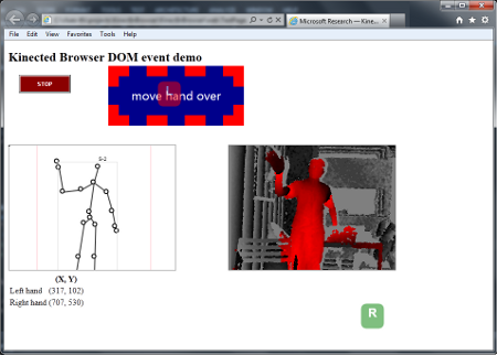 Internet Explorer running Kinected Browser Internet Explorer running Kinected Browser