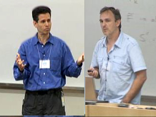 a group of people standing in a room