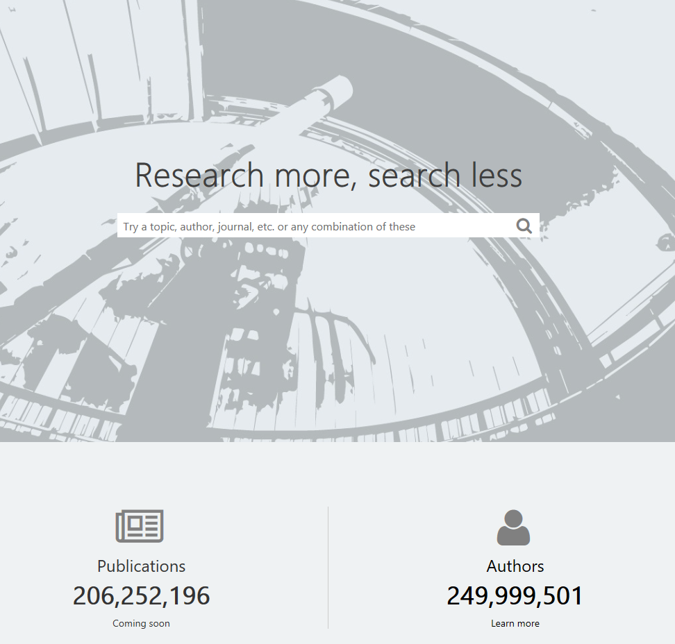 Statistics of Microsoft Academic homepage