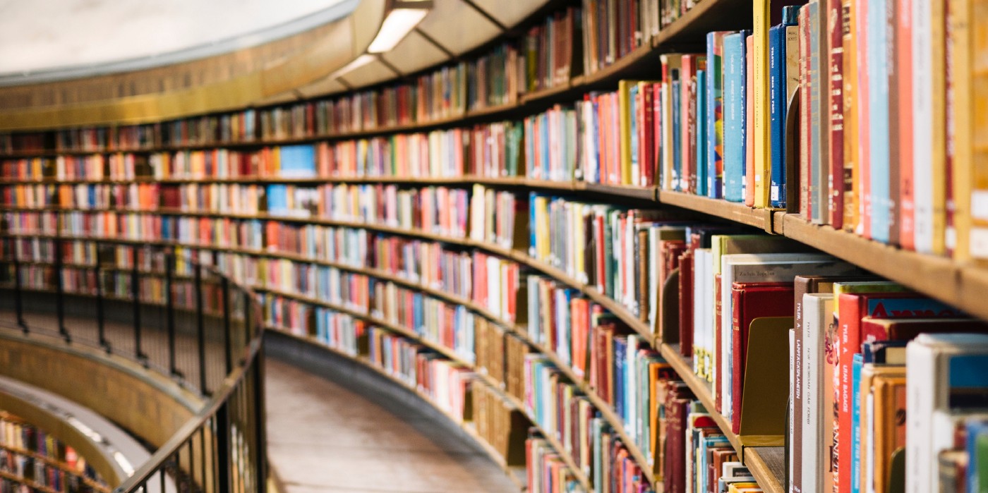 Large book shelf filled with books
