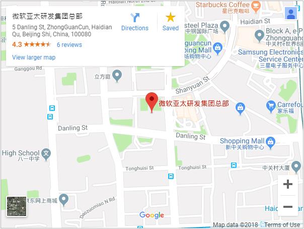 Microsoft Asia Beijing building 2 map