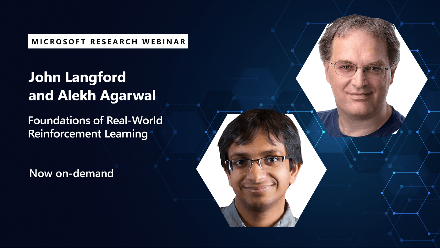 john and alekh in two hexigons next to text communicating the title of their webinar