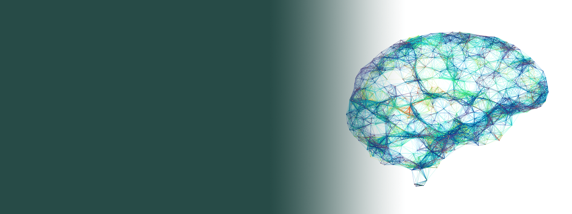 illustration of a network of lines connecting to form a brain in shades of blue