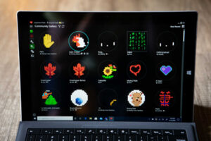 Expressive Pixels: photo of Community Gallery on laptop screen