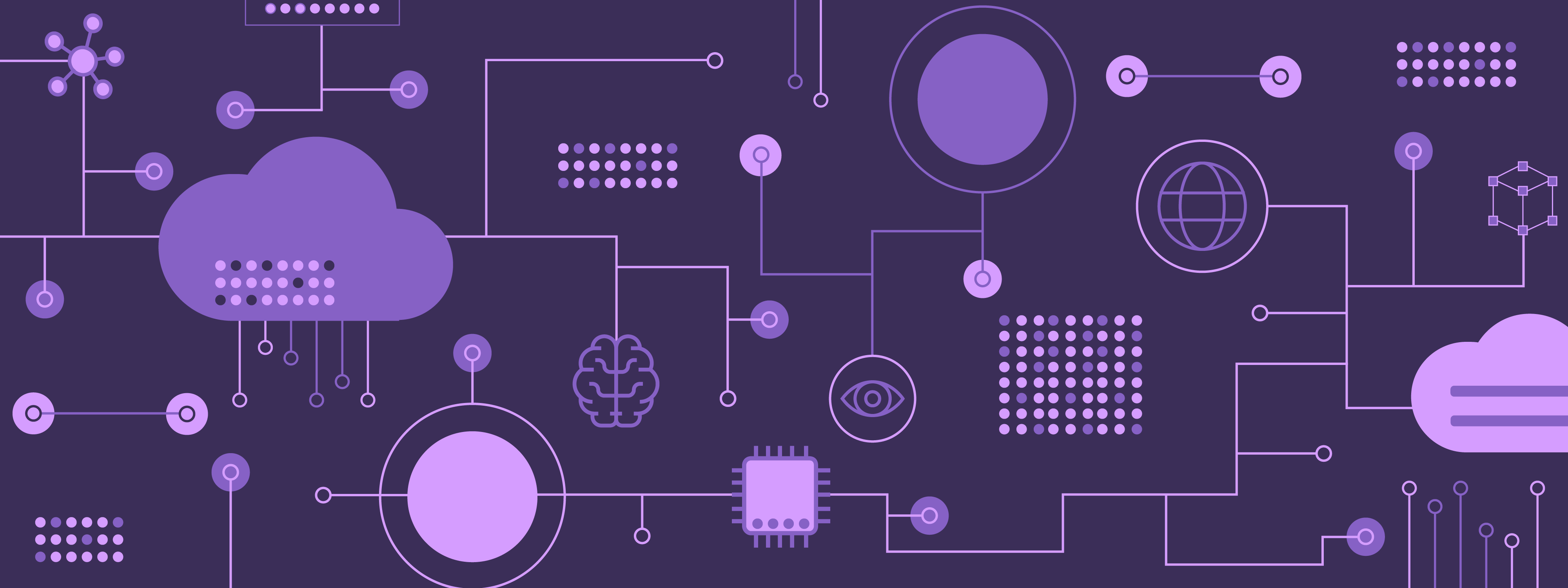 illustrated icons related to artificial intelligence for Microsoft's involvement at NeurIPS 2020