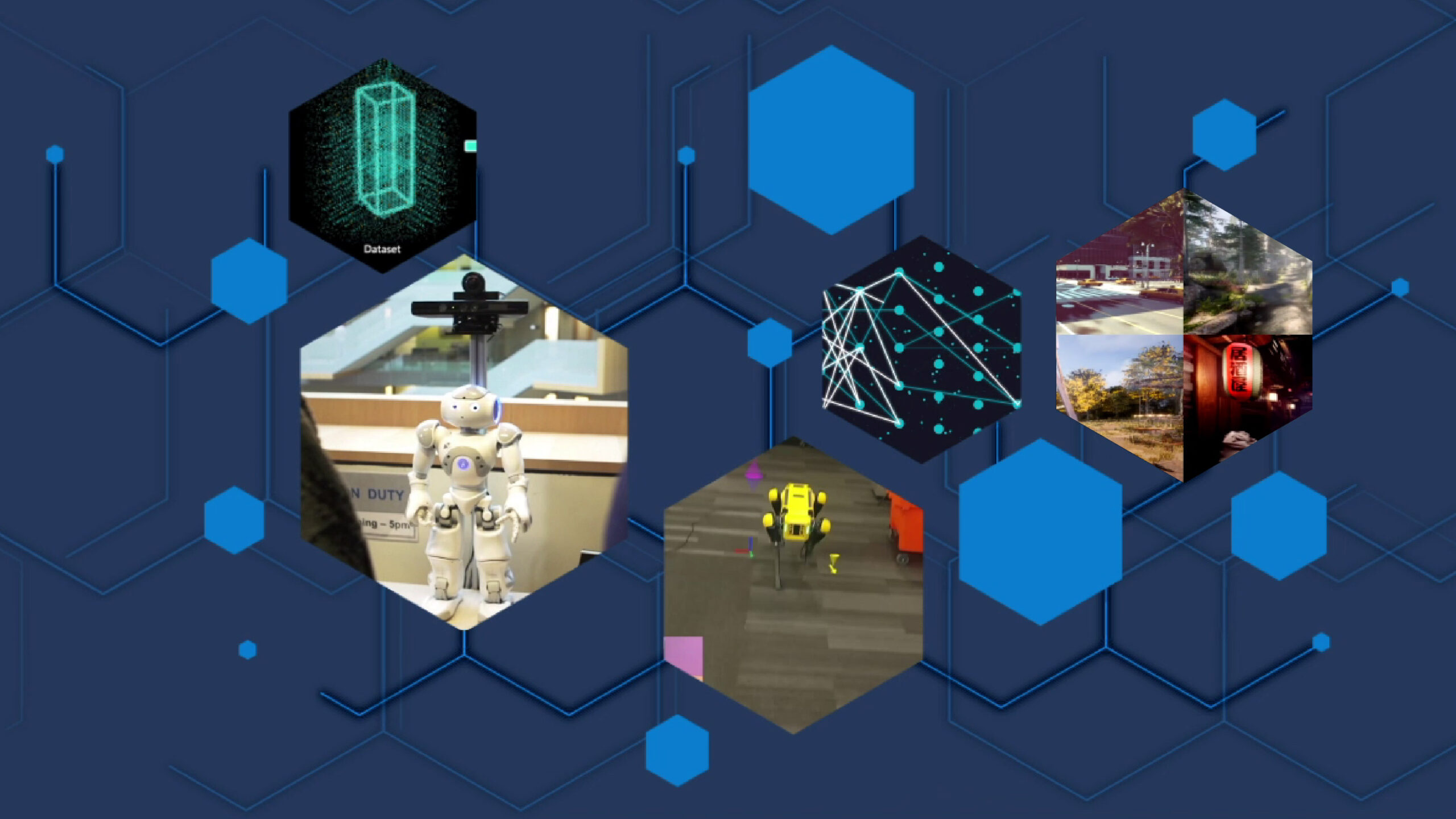 A collage graphic displays various research projects from the 2020 year