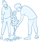 illustration of two people planting a tree