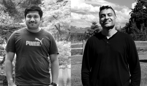 Photograph of two men: Akhay (LH) and Ajay (RH)