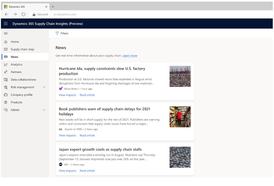 Dynamics 365 Supply Chain Insights (Preview)