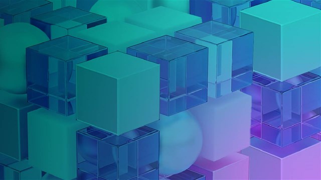 banner for OSDI 2022 - abstract cubes in blue and green