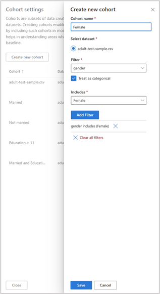 Figure 11 - Cohort creation in Responsible AI Tracker.