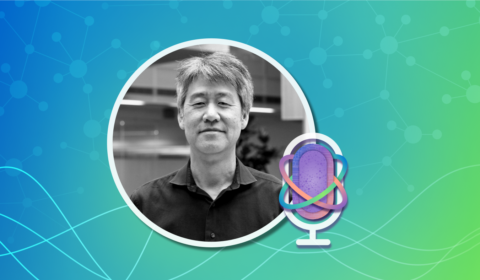 Peter Lee smiling at the camera with the Microsoft Research Podcast logo to the right