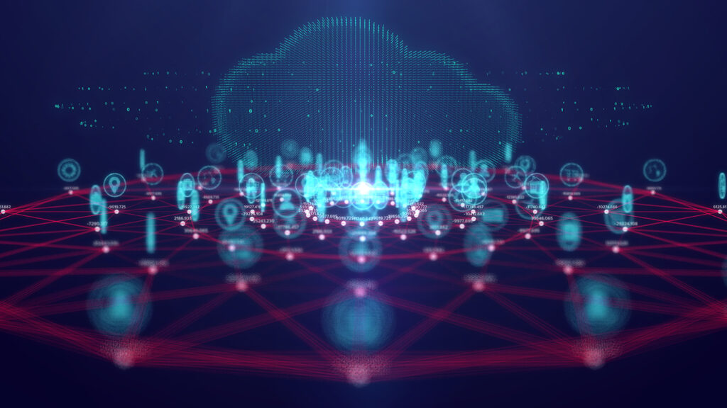 space connections 6G - Internet of Things (IoT); concept image of cloud computing technology and Internet of Things