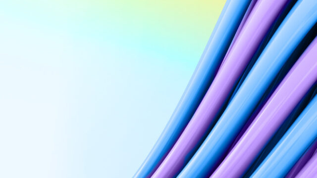 abstract blue and purple shapes on a light blue and green background