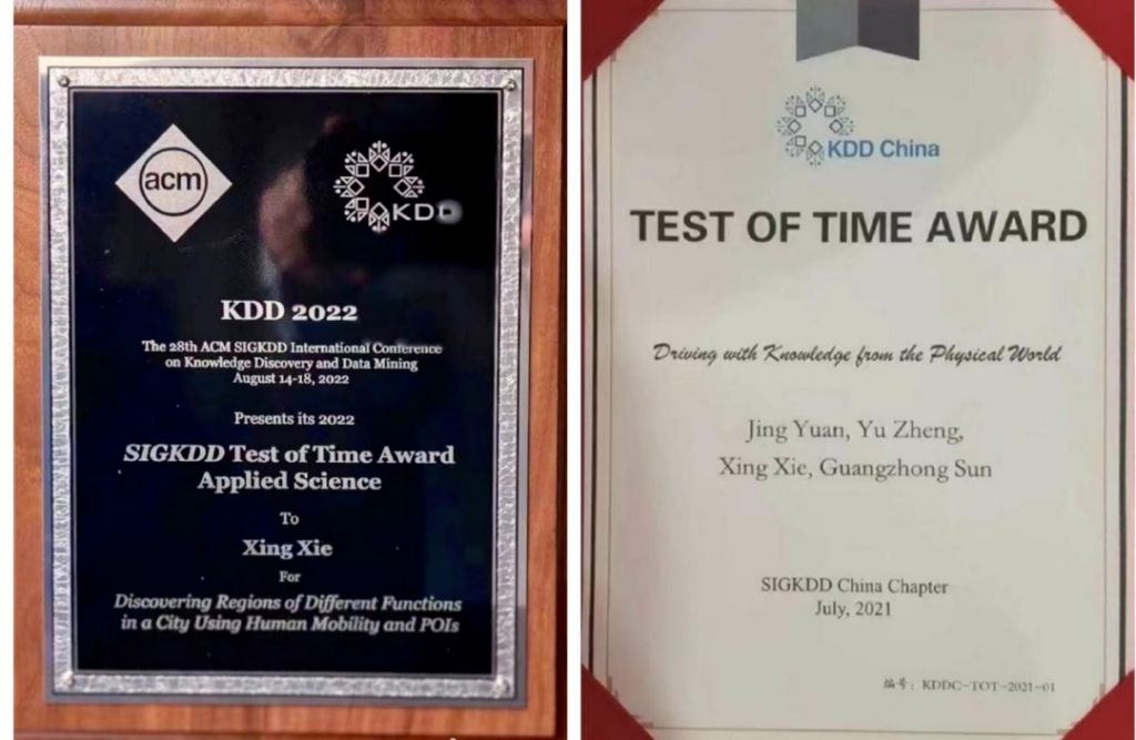 谢幸团队获得的时间检验奖证书