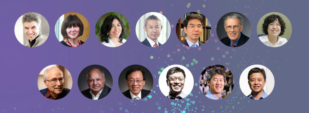 Yoshua Bengio, Butler Lampson, Lenore Blum, Raj Reddy, Jennifer Tour Chayes, Andrew Yao, Harry Shum, Jason Cong, Peter Lee, John Hopcroft, Hsiao-Wuen Hon posing for a photo