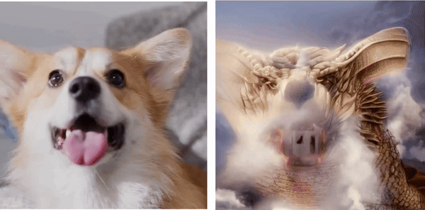MicroCinema animation: a dog and dragon