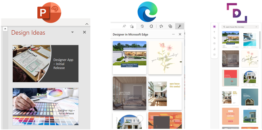 图1：Provence 模型分别应用于 PowerPoint Design Ideas，Microsoft Designer 及其生态系统中