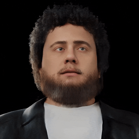 (a）输入文字“留卷发和大胡子穿着黑色皮夹克的男性”