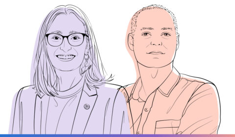 Outline illustration of Daniela Massiceti next to Martin Grayson