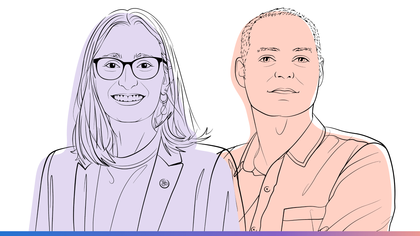 Outline illustration of Daniela Massiceti next to Martin Grayson