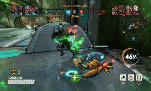 10 seconds video generated by Muse. The character Makuto from the game Bleeding edge is being healed by an ally whilst they dash forwards.