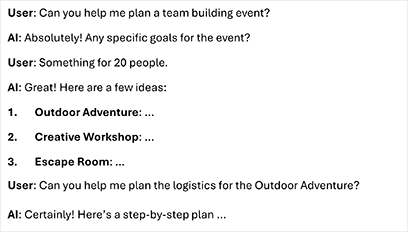 Example chat between user and AI