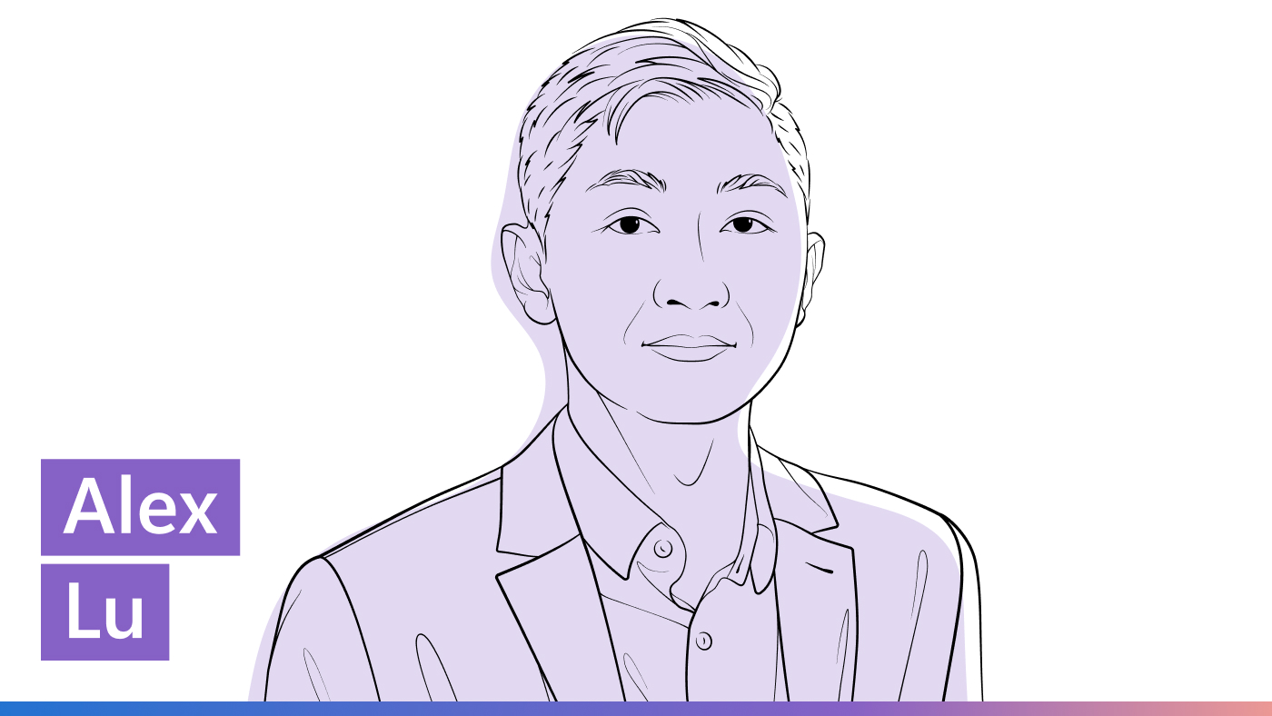 Illustrated headshot of Alex Lu.