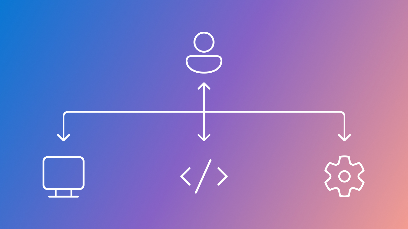This figure denotes a human figure above a small monitor on the left and a gear on the right with arrows pointing to each.