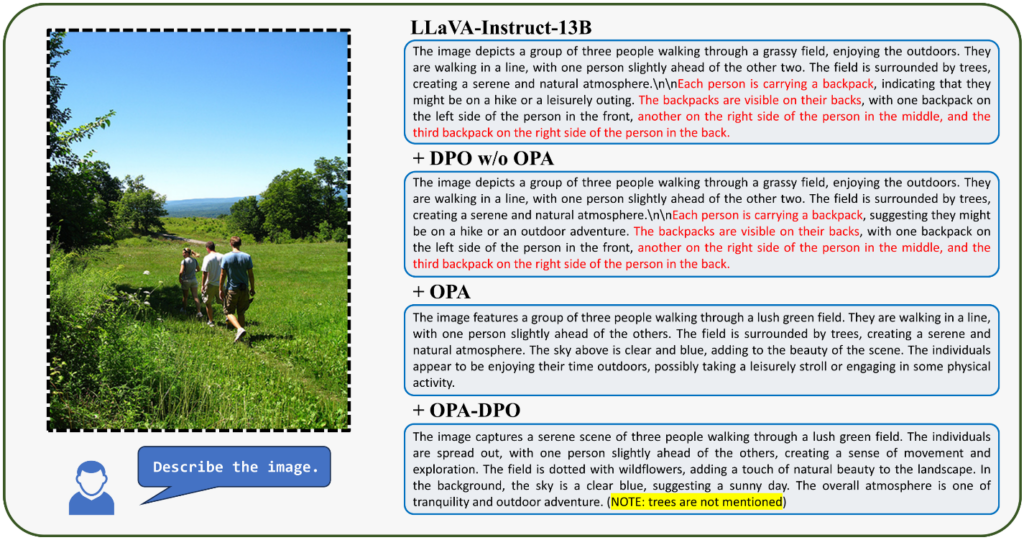 图像描述任务下 OPA 操作对 DPO 训练模型输出的影响