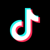 TikTok logo - white offset logo on black background