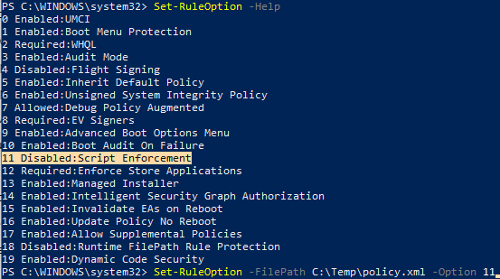Disabled: Script Enforcement rule