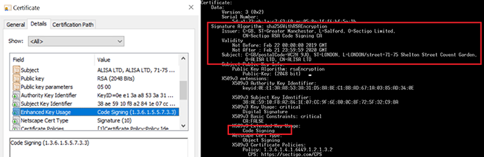 LockerGoga variant digitally code-signed with a trusted CA